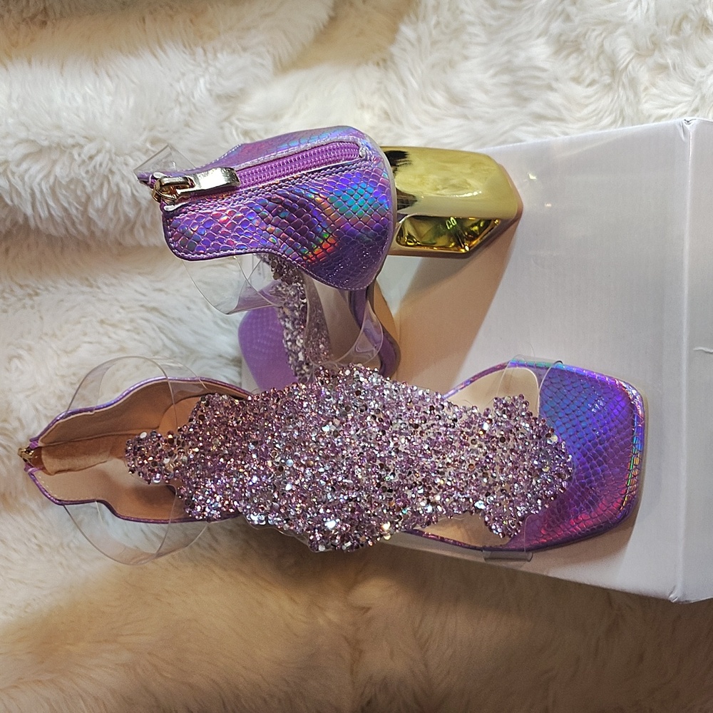 Beautiful Purple And Gold Heels